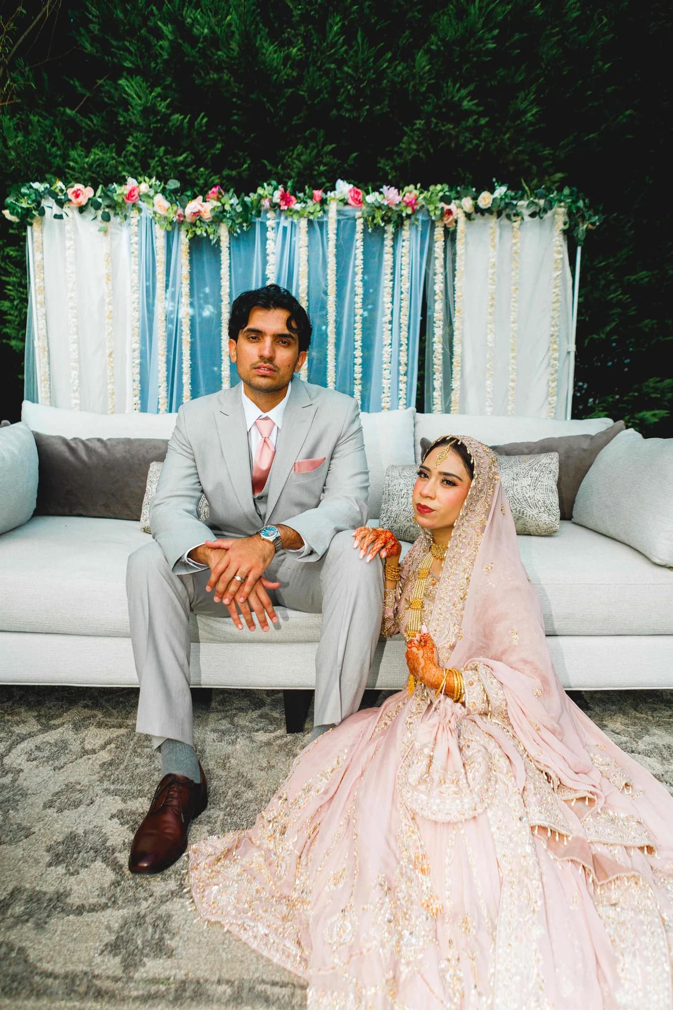 South Asian wedding couple portrait