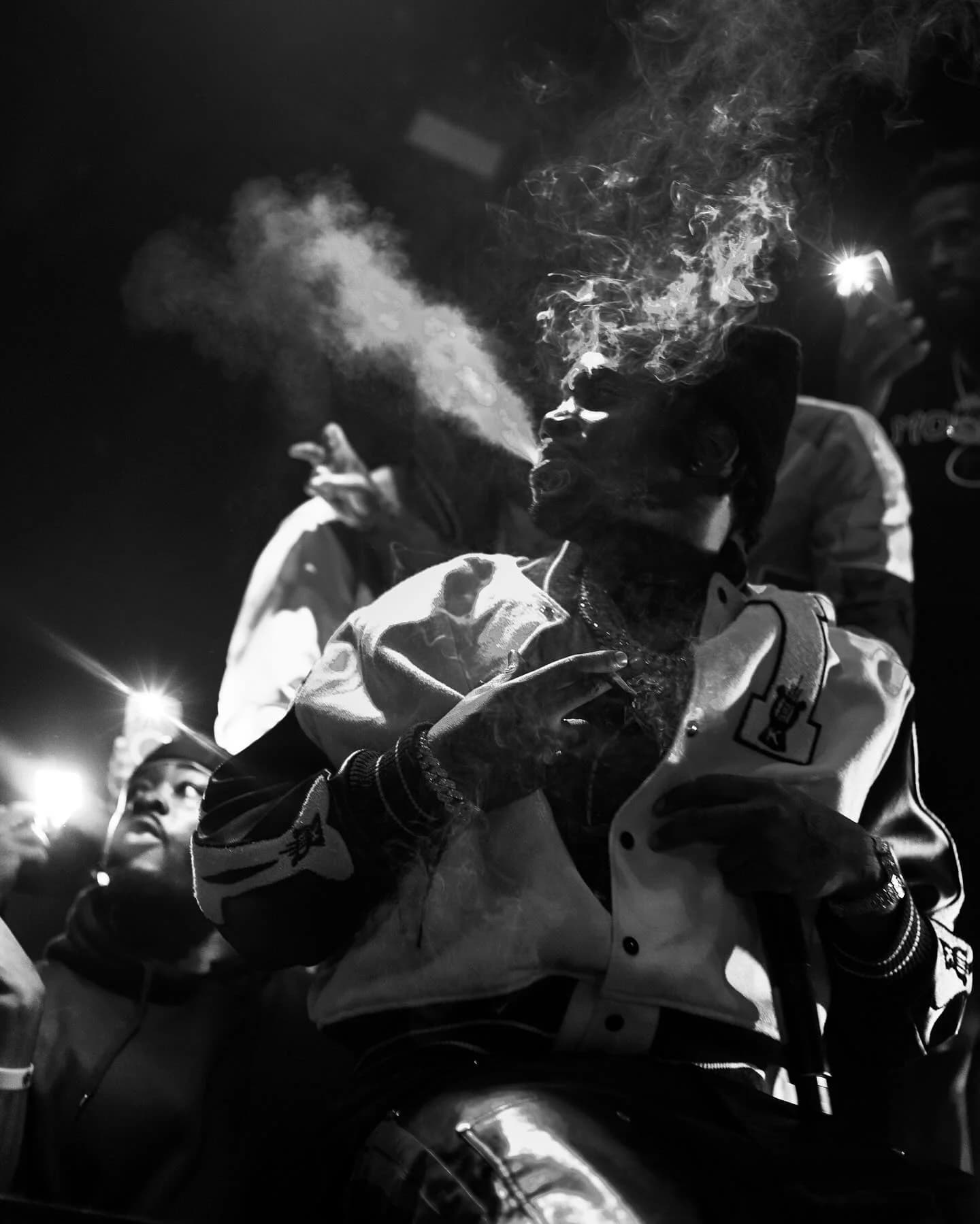 Concert photography - dramatic B&W with smoke