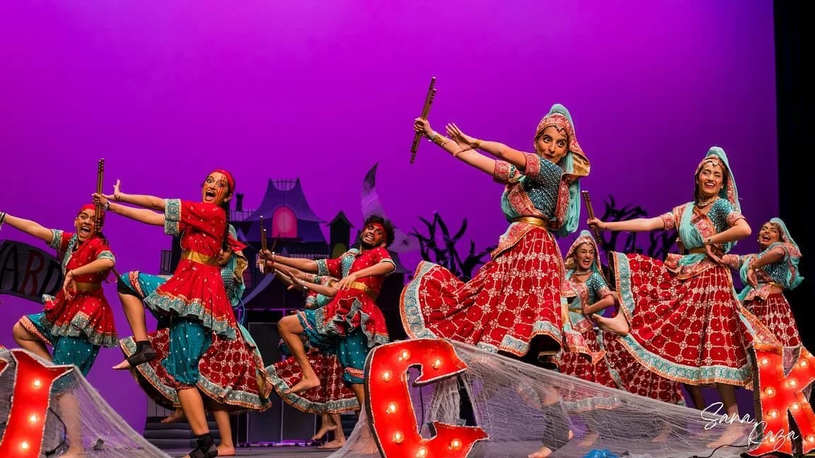 South Asian dance performance with vibrant costumes