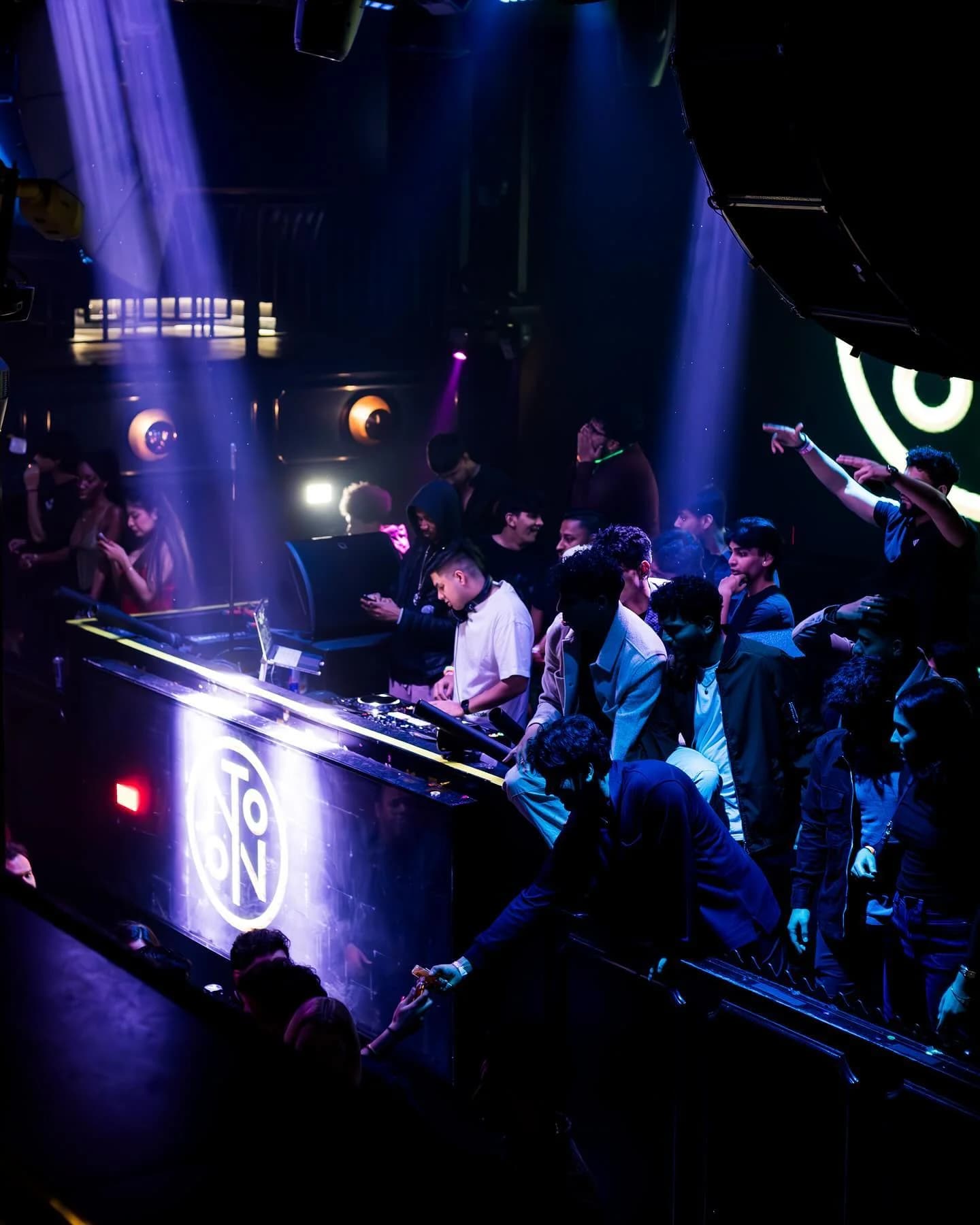 Nightclub atmosphere with blue lighting